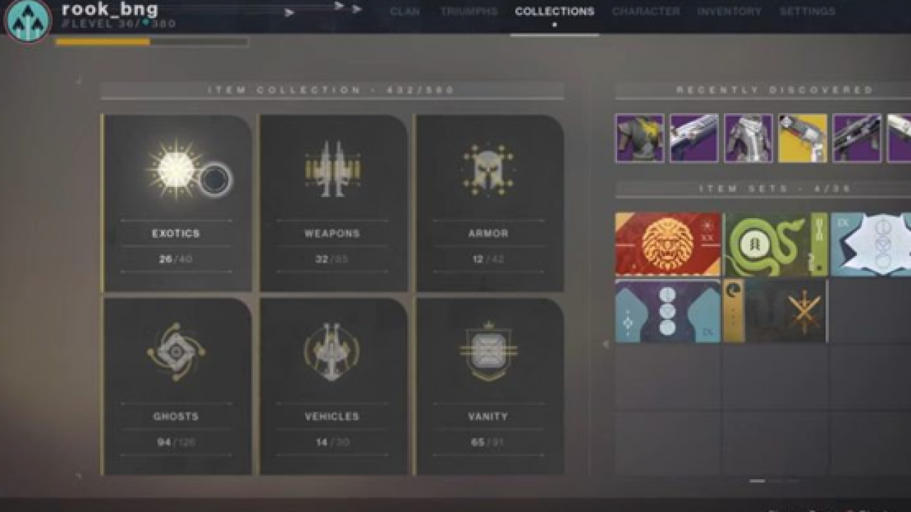 Image of the collection screen